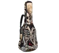 Custodia per chitarra acustica, 1 cm di spessore, impermeabile, con imbottitura per gli amanti dello scheletro estetico, piante vintage, funghi, luna, Multicolore 01, 42.9x16.9x4.7 in, Zaino casual