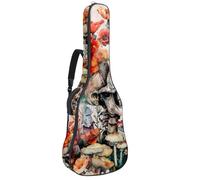 Custodia per chitarra acustica, 1 cm di spessore, impermeabile, con imbottitura per gli amanti dello scheletro estetico, piante vintage, funghi, luna, Multicolore 10., 42.9x16.9x4.7 in, Zaino casual