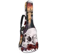 Custodia per chitarra acustica, 1 cm di spessore, impermeabile, con imbottitura per gli amanti dello scheletro estetico, piante vintage, funghi, luna, Multicolore 02, 42.9x16.9x4.7 in, Zaino casual