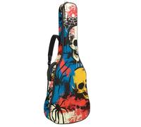 Custodia per chitarra acustica, 1 cm di spessore, impermeabile, con motivo teschio in auricolari, senza cuciture, Multicolore 05, 42.9x16.9x4.7 in, Zaino casual