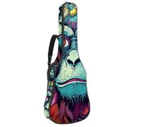 Custodia per chitarra acustica, 109 x 42,9 x 11,9 cm, impermeabile, con tasche multiple, custodia protettiva per chitarre da 40/41/42 pollici, scimmia colorata, Multicolore, 42.9x16.9x4.7 in, Borsa