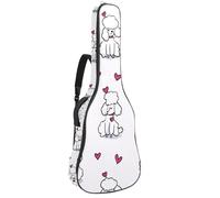 Custodia per chitarra acustica a grandezza naturale, 1 cm di spessore, imbottita, impermeabile, 40, 41, 42 pollici, graziose buste di San Valentino con lettere e cuori, Multicolore 05, 42.9x16.9x4.7