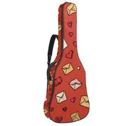 Custodia per chitarra acustica a grandezza naturale, 1 cm di spessore, imbottita, impermeabile, 40, 41, 42 pollici, graziose buste di San Valentino con lettere e cuori, Multicolore 01, 42.9x16.9x4.7