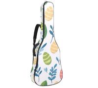 Custodia per chitarra acustica a grandezza naturale, imbottitura spessa 1 cm, impermeabile, 40, 41, 42 pollici, graziose uova di Pasqua e foglie, Multicolore 04, 42.9x16.9x4.7 in, Zaino casual