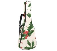 Custodia per chitarra acustica a grandezza naturale, spessa 1 cm, impermeabile, con motivo natalizio con bastoncini di zucchero e agrifoglio, Multicolore 01, 42.9x16.9x4.7 in, Zaino casual
