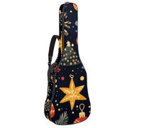 Custodia per chitarra acustica a grandezza naturale, spessa 1 cm, impermeabile, con motivo natalizio con bastoncini di zucchero e agrifoglio, Multicolore 08, 42.9x16.9x4.7 in, Zaino casual