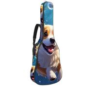 Custodia per chitarra acustica, bella custodia adatta per 40/41/42 pollici, custodia impermeabile con strato protettivo, zaino per chitarra con tasche multiple, adorabile Corgi che nuota sott'acqua,