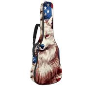 Custodia per chitarra acustica, bella custodia per chitarra da 40/41/42 pollici, custodia impermeabile con scomparti portaoggetti e protezione migliorata, animali della bandiera americana,