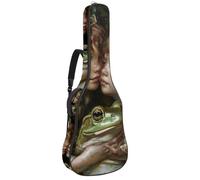 Custodia per chitarra acustica con 2 tasche, tracolla regolabile e gancio posteriore, adatta per chitarre elettriche, bassi e chitarre classiche, Principe rana Principessa dell'Infanzia, 42.9x16.9x4.7