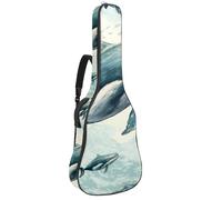 Custodia per chitarra acustica con balena gigante, stile retrò, con 2 tasche, tracolla regolabile e gancio posteriore, adatta per chitarre elettriche, bassi e chitarre classiche, Balena gigante blu