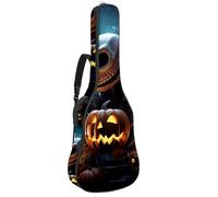 Custodia per chitarra acustica con doppia tracolla regolabile da 100 cm e 104 cm, custodia per chitarra impermeabile in tessuto Oxford in spugna spessa, motivo castello di Halloween 38, Modello