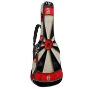 Custodia per chitarra acustica con doppia tracolla regolabile da 101,2 cm e 104,4 cm, custodia impermeabile in tessuto Oxford con spugna spessa, bersaglio per freccette sportive rosso retrò 54,