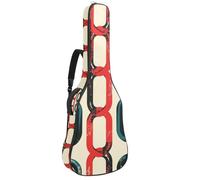 Custodia per chitarra acustica con doppia tracolla regolabile da 101,2 cm e 104,4 cm, custodia impermeabile in tessuto Oxford con spugna spessa, catena vintage blu rossa, Catena Vintage Blu Rosso,