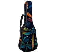 Custodia per chitarra acustica con doppia tracolla regolabile da 101,2 cm e 104,4 cm, custodia impermeabile in tessuto Oxford con spugna spessa, libellule colorate estetiche, Libellule colorate