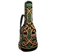 Custodia per chitarra acustica con doppia tracolla regolabile da 101,2 cm e 104,4 cm, custodia impermeabile in tessuto Oxford, decorazione artistica celtica nazionale, Decorazione nazionale celtica