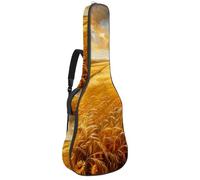 Custodia per chitarra acustica con doppia tracolla regolabile da 101,2 cm e 104,4 cm, custodia impermeabile in tessuto Oxford con spugna spessa, campi d'arte dorati, Campi d'oro dell'arte,