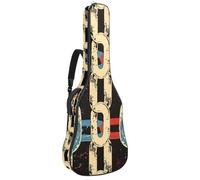 Custodia per chitarra acustica con doppia tracolla regolabile da 101,2 cm e 104,4 cm, custodia impermeabile in tessuto Oxford con spugna spessa, catena artistica vintage, Catena Art Vintage,