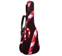 Custodia per chitarra acustica con doppia tracolla regolabile da 101,2 cm e 104,4 cm, custodia impermeabile in tessuto Oxford con spugna spessa, bastoncini di zucchero natalizi, Dolci bastoncini di