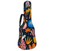 Custodia per chitarra acustica con doppia tracolla regolabile da 101,2 cm e 104,4 cm, custodia impermeabile in tessuto Oxford con spugna spessa, lettere artistiche di buon compleanno, Lettere di Buon