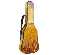 Custodia per chitarra acustica con doppia tracolla regolabile da 101,2 cm e 104,4 cm, custodia impermeabile in tessuto Oxford con spugna spessa, motivo campi dorati artistici, Campi d'oro d'arte,
