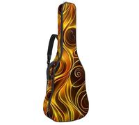Custodia per chitarra acustica con doppia tracolla regolabile da 101,2 cm e 104,4 cm, custodia impermeabile in tessuto Oxford con spugna spessa, rose dorate, Rose d'oro Fuoco, 42.9x16.9x4.7 in, Design