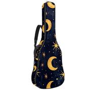 Custodia per chitarra acustica con doppia tracolla regolabile da 101,2 cm e 104,4 cm, custodia impermeabile in tessuto Oxford con spugna spessa, motivo stella e luna, Stella e Luna Estetica,