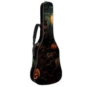 Custodia per chitarra acustica con doppia tracolla regolabile da 101,2 cm e 104,4 cm, custodia per chitarra impermeabile in tessuto Oxford in spugna spessa, motivo castello di Halloween 2, Modello