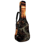 Custodia per chitarra acustica con doppia tracolla regolabile da 101,2 cm e 104,4 cm, custodia per chitarra impermeabile in tessuto Oxford in spugna spessa, horror Halloween Cemetery 29, Horror