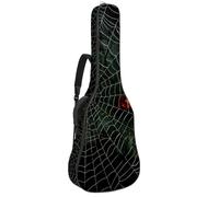 Custodia per chitarra acustica con doppia tracolla regolabile da 101,2 cm e 104,4 cm, custodia per chitarra impermeabile, panno Oxford in spugna spessa, motivo horror Halloween ragnatela 14, Ragnatela