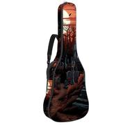 Custodia per chitarra acustica con doppia tracolla regolabile da 101,2 cm e 104,4 cm, custodia per chitarra impermeabile in tessuto Oxford in spugna spessa, horror Halloween Cimitero 59, Horror