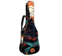 Custodia per chitarra acustica con doppia tracolla regolabile da 101,2 cm e 104,4 cm, custodia per chitarra impermeabile in tessuto Oxford in spugna spessa, horror Halloween Cimitero 47, Horror