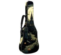 Custodia per chitarra acustica con doppia tracolla regolabile da 101,2 cm e 104,4 cm, custodia per chitarra impermeabile in tessuto Oxford in spugna spessa, horror Halloween Cemetery 23, Horror