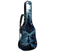 Custodia per chitarra acustica con doppia tracolla regolabile da 101,2 cm e 104,4 cm, custodia per chitarra impermeabile in tessuto Oxford in spugna spessa, horror Halloween Cimitero 17, Horror