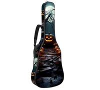 Custodia per chitarra acustica con doppia tracolla regolabile da 101 cm e 104 cm, custodia impermeabile in tessuto Oxford in spugna spessa, motivo castello di Halloween 44, Modello castello di