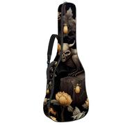 Custodia per chitarra acustica con doppia tracolla regolabile da 101 cm e 104 cm, custodia per chitarra impermeabile, tessuto Oxford in spugna spessa, motivo castello di Halloween 26, Modello castello
