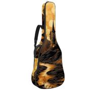 Custodia per chitarra acustica con doppia tracolla regolabile da 102 cm e 104 cm, custodia per chitarra impermeabile, tessuto Oxford in spugna spessa, motivo castello di Halloween 71, Modello castello