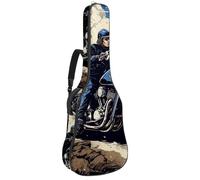 Custodia per chitarra acustica con doppia tracolla regolabile da 40 a 41 pollici, custodia impermeabile in tessuto Oxford con spugna spessa, fantastica moto 49, Moto Cool, 42.9x16.9x4.7 in, Design