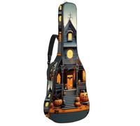 Custodia per chitarra acustica con doppia tracolla regolabile da 40 a 41 pollici, custodia per chitarra impermeabile, panno Oxford in spugna spessa, motivo castello di Halloween 14, Modello castello