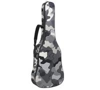 Custodia per chitarra acustica con doppia tracolla regolabile, in tessuto Oxford impermeabile, con stampa mimetica nera e grigia, Stampa mimetica nera grigia, 42.9x16.9x4.7 in, Design elegante