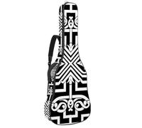 Custodia per chitarra acustica con due tasche, classica tradizione greca, resistente all'acqua, doppia tracolla regolabile, Tradizione classica chiave greca, 42.9x16.9x4.7 in, Design elegante