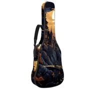 Custodia per chitarra acustica con due tasche, decorazione per castello di Halloween, resistente all'acqua, doppia tracolla regolabile, Decorazione del castello di Halloween, 42.9x16.9x4.7 in, Design