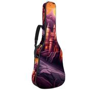 Custodia per chitarra acustica con due tasche, decorazione per castello di Halloween, resistente all'acqua, doppia tracolla regolabile, Decorazione del castello di Halloween, 42.9x16.9x4.7 in, Design