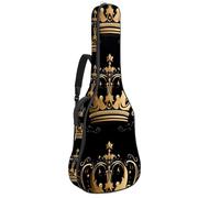 Custodia per chitarra acustica con due tasche, Golden Royal Crown 21, resistente all'acqua, doppia tracolla regolabile, Corona reale d'oro, 42.9x16.9x4.7 in, Design elegante