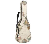 Custodia per chitarra acustica con due tasche, mappa politica antica del mondo, resistente all'acqua, doppia tracolla regolabile, Antica mappa politica del mondo, 42.9x16.9x4.7 in, Design elegante