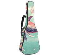 Custodia per chitarra acustica con due tasche, motivo balena rosa, resistente all'acqua, doppia tracolla regolabile, Oceano Balena Rosa Art, 42.9x16.9x4.7 in, Design elegante