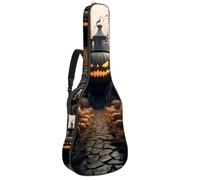 Custodia per chitarra acustica con due tasche, motivo castello di zucca di Halloween, resistente all'acqua, doppia tracolla regolabile, Castello di zucca di Halloween, 42.9x16.9x4.7 in, Design