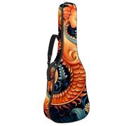 Custodia per chitarra acustica con due tasche, motivo cavalluccio marino oceano resistente all'acqua, doppia tracolla regolabile, Cavalluccio marino Art Ocean, 42.9x16.9x4.7 in, Design elegante
