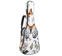 Custodia per chitarra acustica con due tasche, motivo farfalle della giungla, resistente all'acqua, doppia tracolla regolabile, Farfalle della giungla d'arte, 42.9x16.9x4.7 in, Design elegante