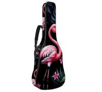 Custodia per chitarra acustica con due tasche, motivo fenicottero della giungla, resistente all'acqua, doppia tracolla regolabile, Fenicottero della giungla d'arte, 42.9x16.9x4.7 in, Design elegante