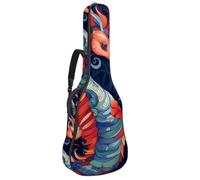 Custodia per chitarra acustica con due tasche, motivo oceano artistico colorato, resistente all'acqua, doppia tracolla regolabile, Ocean Art - Cavalluccio marino colorato, 42.9x16.9x4.7 in, Design